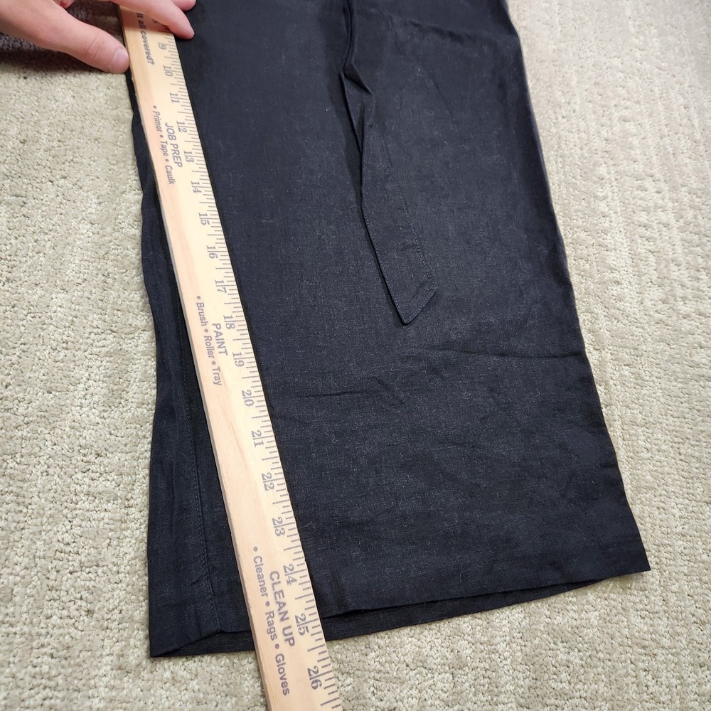 Wide Leg Linen Blend Pants Women XL High Waist Crop Black Old Navy Athleisure - Picture 6 of 10